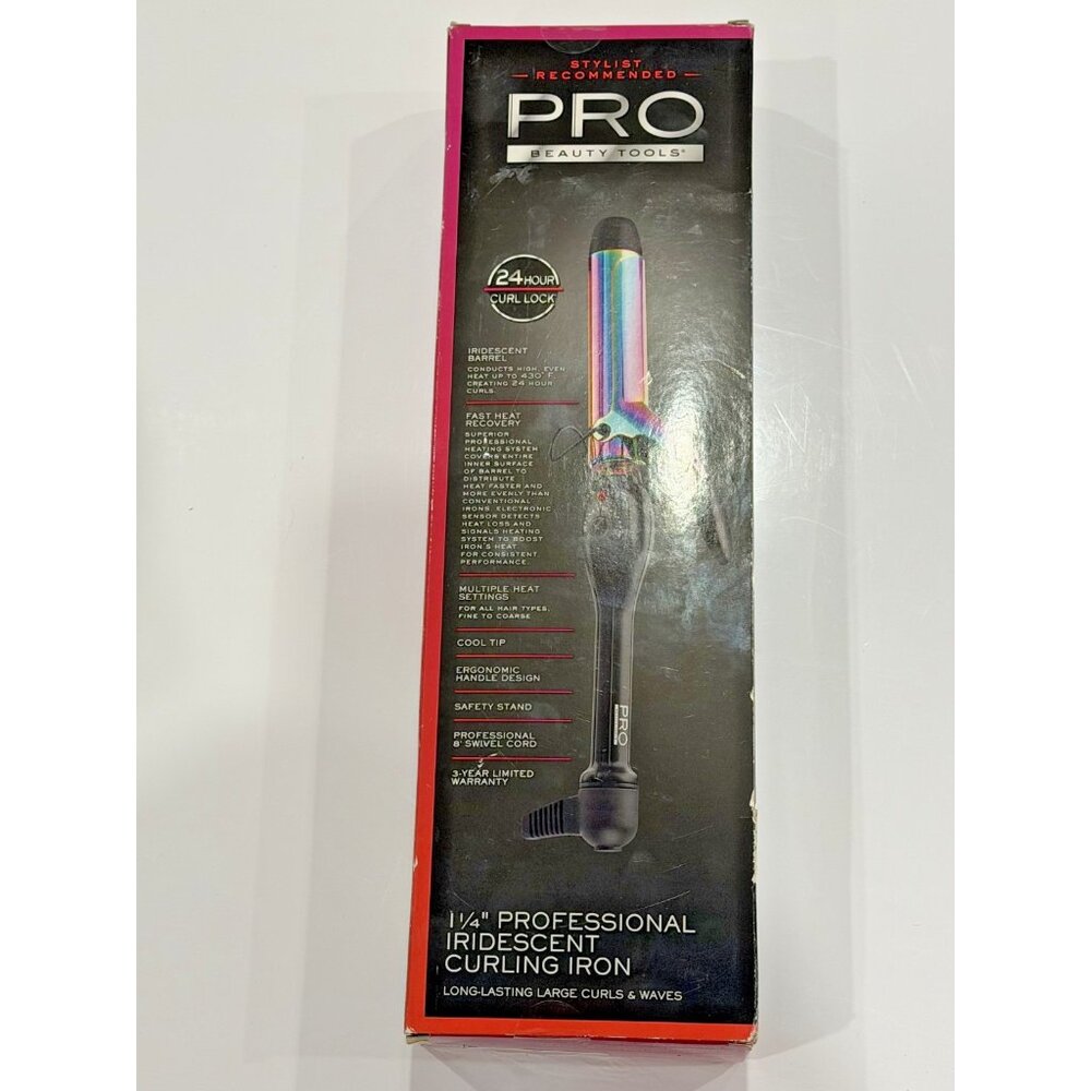 PRO BEAUTY TOOLS 1 1/4" PROFESSIONAL IRIDESCENT CURLING IRON NEW IN BOX